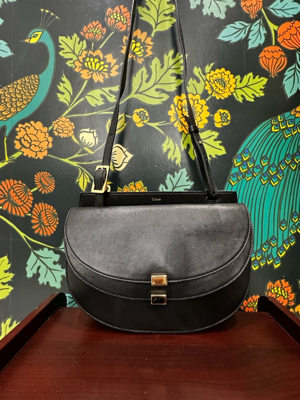 Chloé Georgia Black Calfskin Double Flap Crossbody | Made in Italy - Picture 4 of 15